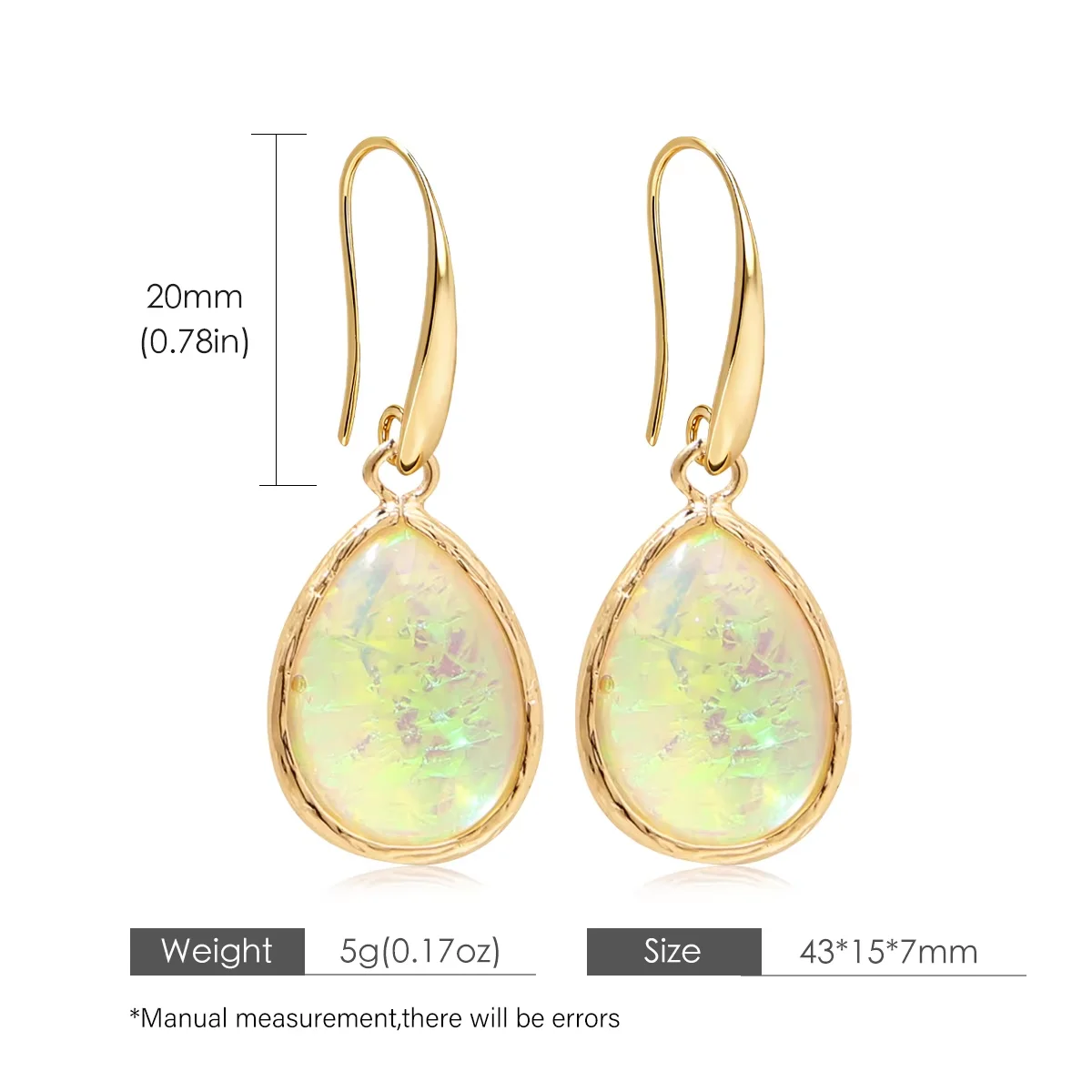 

Colorful Semi-Precious Gemstone Bohemian Style Earrings Multi-Colored Gemstone Opalite Teardrop Geometric Women Fashion Jewelry