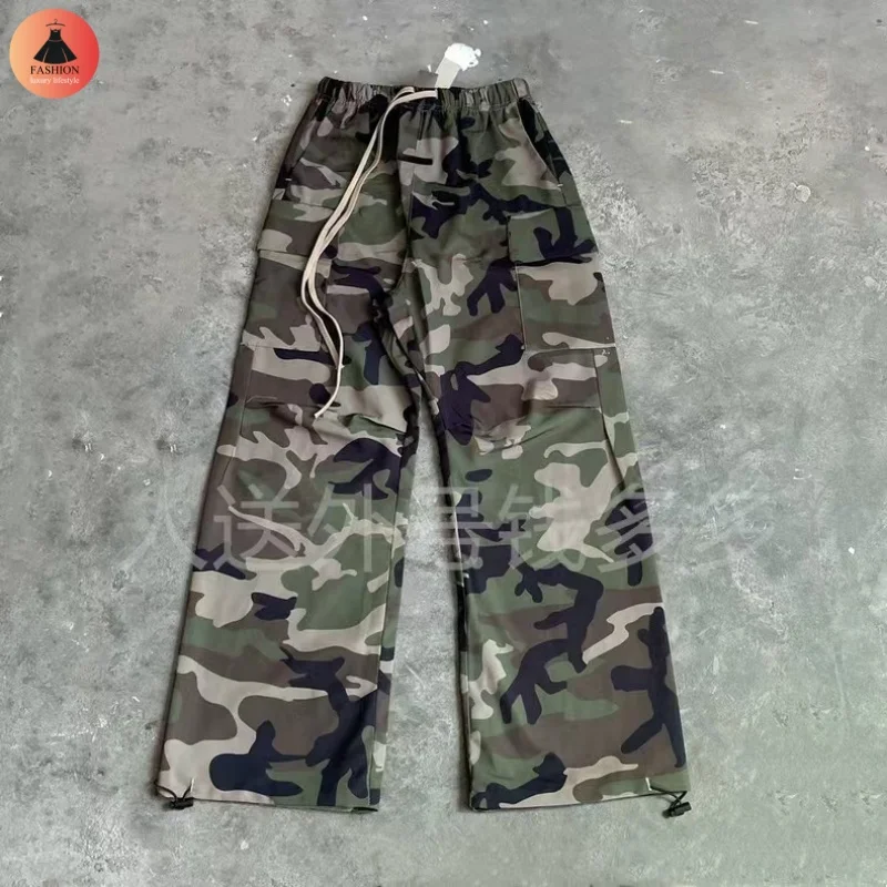 

Military FOGESSENTIALS Drawstring Woven Printed Work Pants 25SS Mens Womens Oversize High Quality Trousers With Labels