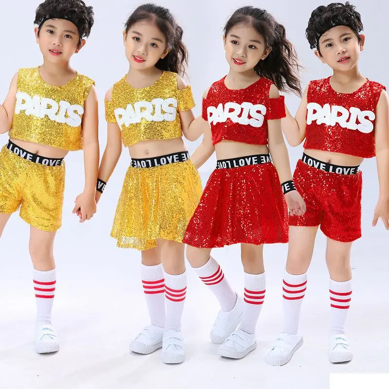 Children's Jazz Dance Costume Sequins Girls Street Dance Lala Exercise Costume Girls Cheerleading Dance Costume