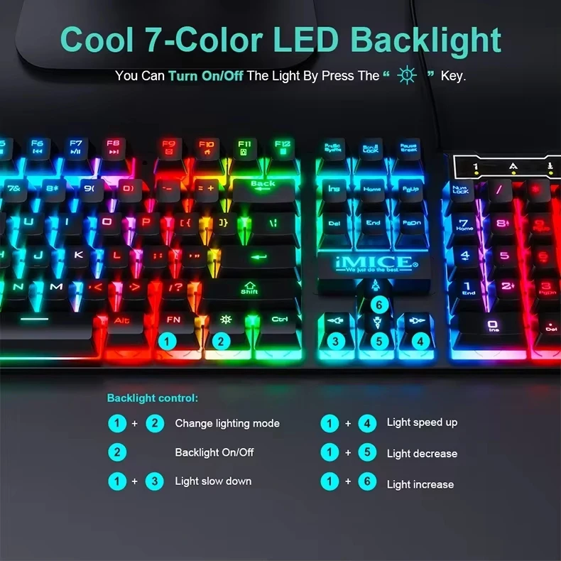 104Keys RGB Backlit Waterproof Gaming Wired Keyboard And Mouse Combo Ergonomic Design Keyboard Mouse Set For PC Computer Laptop