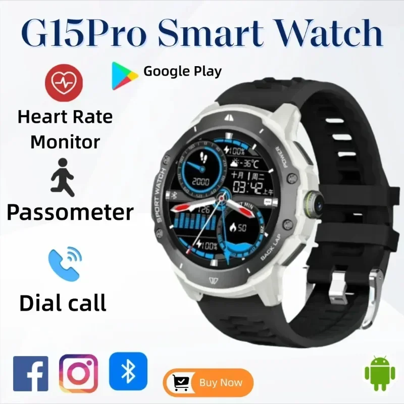 1.43 Inch AMOLED 4G Smartwatch with Camera GPS WiFi Heart Rate Step Count 8GB+128GB Memory Android IP67 Video Call for Men Women