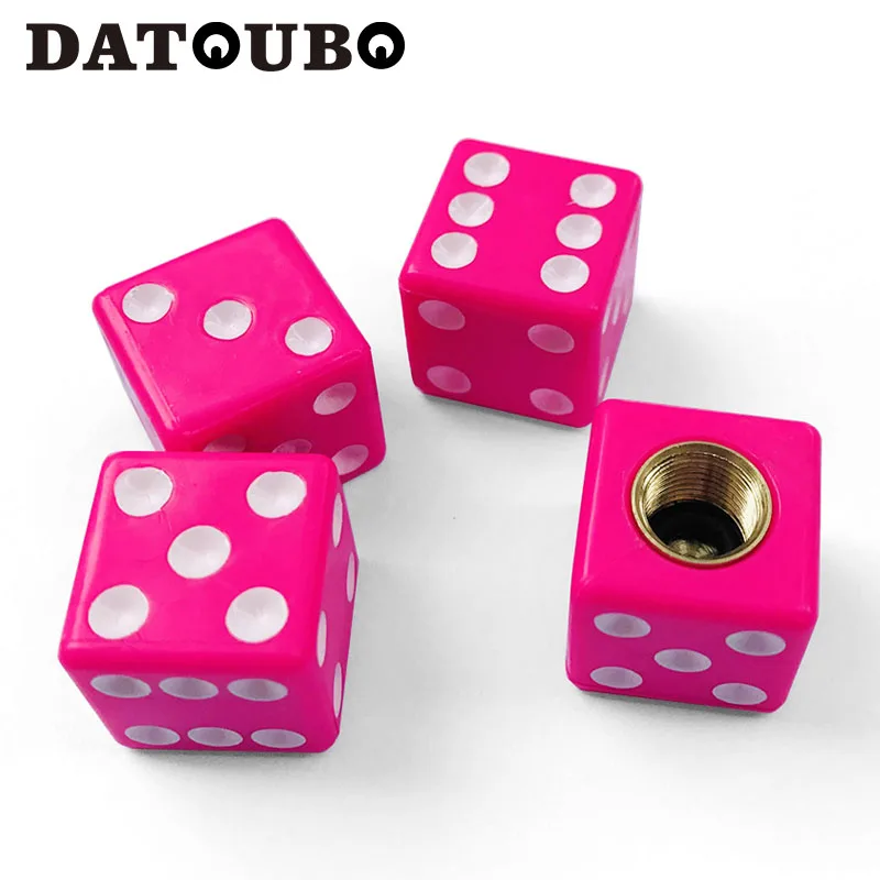 DATOUBO 4 pcs High quality Plastic ABS Dice Novelty Car Tyre Valve Cap,Bicycle Truc Tire Valve stem cap,Dice Wheel Air Dust Caps