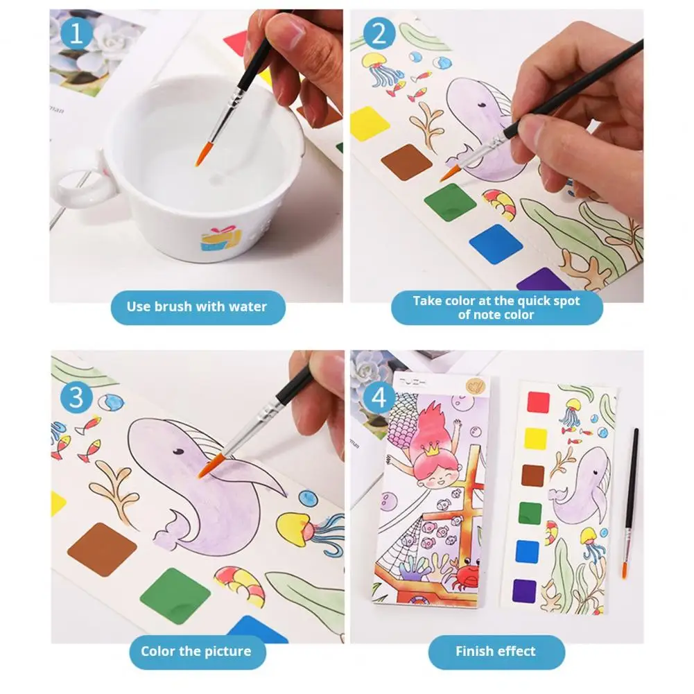 Карманные книжки-раскраски для детей Акварельная бумага поставляется с краской портативный для взрослых гуашь Детские художественные принадлежности для рисования