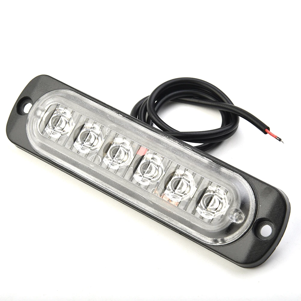 

Car Light Strobe Lights 6 LED Bar Beacon Car Hazard Red Replacement Set 12V-24V DC Transparent Ultra Thin 333mA