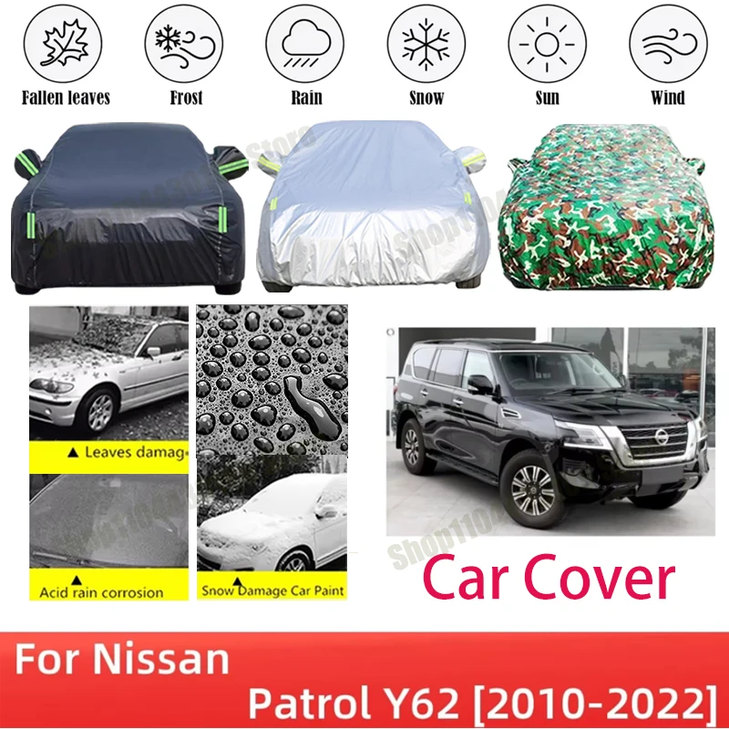 For Nissan Patrol Y62 2010-2022 210T Polyester All-Weather Outdoor Car Cover Waterproof Anti-UV Dustproof Exterior Protection