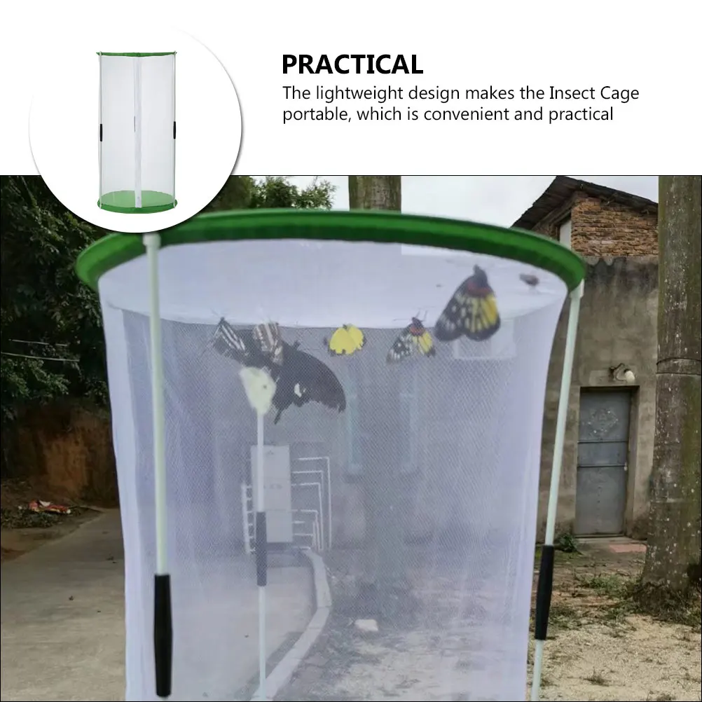 

Butterfly Cage Round Cylinder φ30x60 Transparent Observation Breeding Habitat Mesh House Portable Zipper Outdoor Pet Supplies