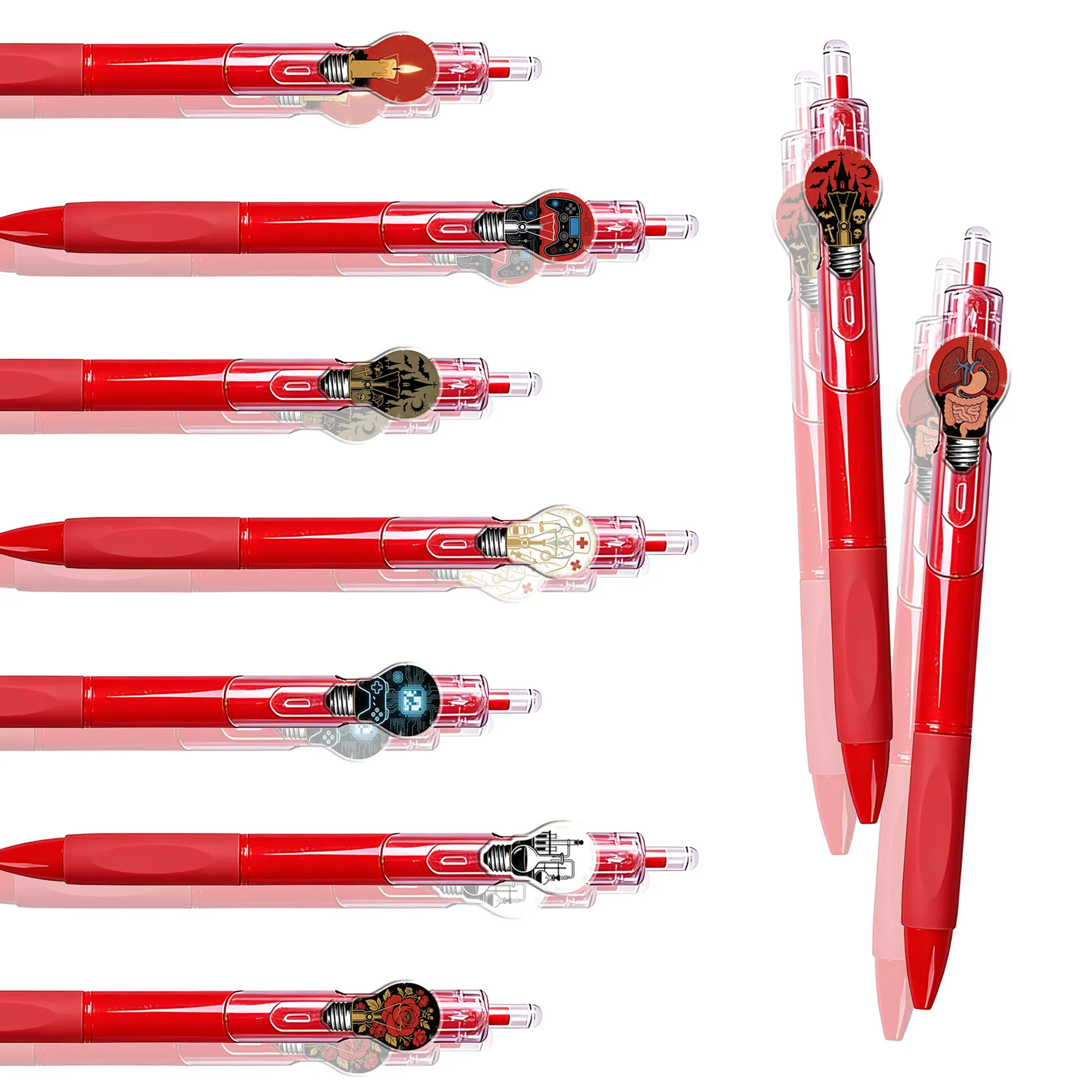 9pcs/12pcs Creative Smart Light Bulb Series Ballpoint Pen Press Gift Pen Student Writing Signature Stationery