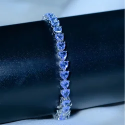 High Quality Fine Jewelry Elegant Bracelets Heart Shaped Full Violet Tanzanite Tennis Bracelet
