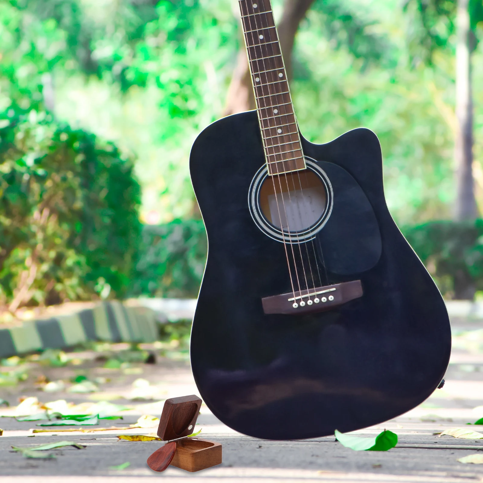 

Wooden Guitar Picks for Acoustic Storage Portable Holder Mini Case with