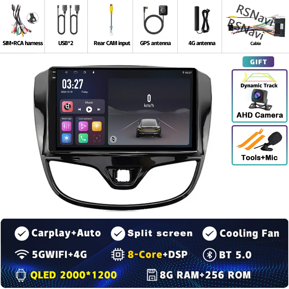 Android 15 Carplay Auto Qualcomm 2K QLED Scherm Autoradio Speler Voor Opel Karl Vinfast Fadil 2017-2020 GPS multimedia Wifi DSP