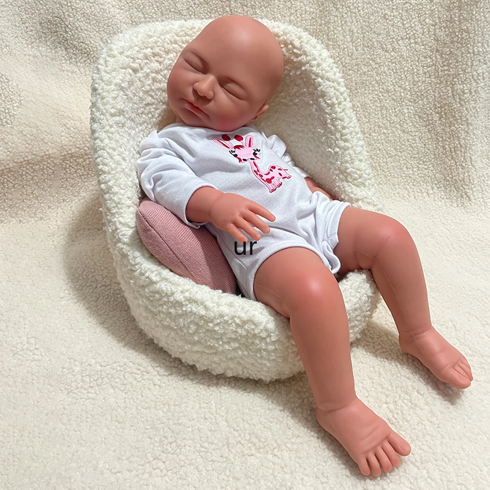 Muñeca de bebé reciclada de silicona sólida de 22 pulgadas hecha a mano, lavable, suave, pintada por artistas de niñas recién nacidas, juego de regalos navideños de 8,6 libras
