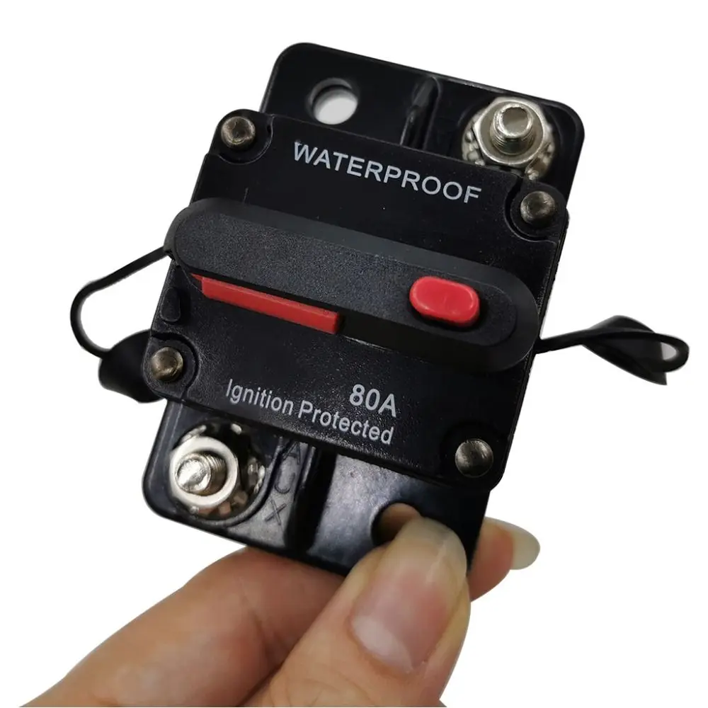 Waterproof Manual Reset Device Dual Battery Stable Performance DC Circuit Breaker Overload Protection Bakelite Circuit Breaker
