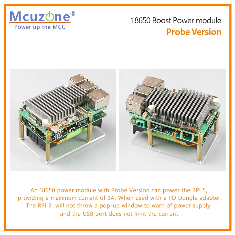 Chipboard Mcuzone 18650 Charge and Boost Powerbank for Pi 3b/4b/5, Dual Output up to 5v3a,ws2812,steering Engine, Ups