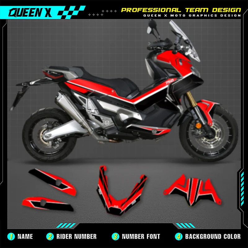 Queen X MOTOR For Honda X-ADV Adventure 750 2017 2018 2019 2020 Motorcycle Graphics Decals Stickers Kits Number Name Customize