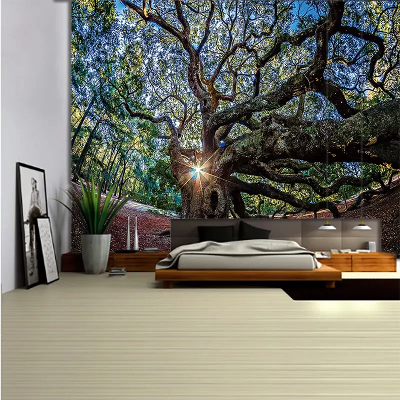 The Tree Home decoration Wall tapestry stump room  wall hanging fabric Forest decor vintage Bedroom THE Sun through Tree