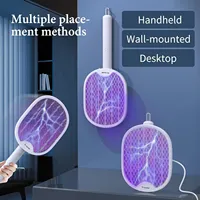 Electric Fly Swatter Upgraded Foldable Bug Zapper Racket USB Rechargeable 4000V Mosquito Insect Killer for Indoor Outdoor