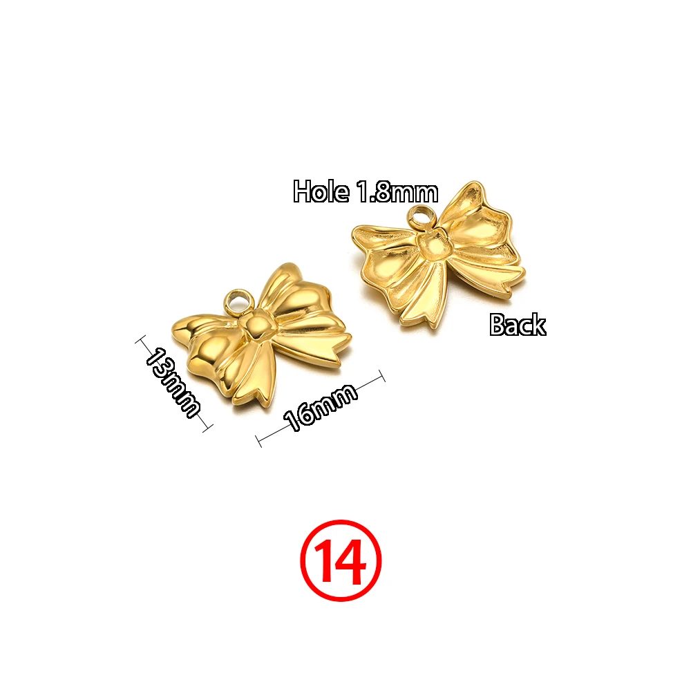 5 Stück Edelstahl-Schleifenanhänger, niedliche Mode-Sommer-Serie, schlichter Stil, Anhänger für Halsketten, Ohrringe, handgemachter DIY-Schmuck – Detail 16
