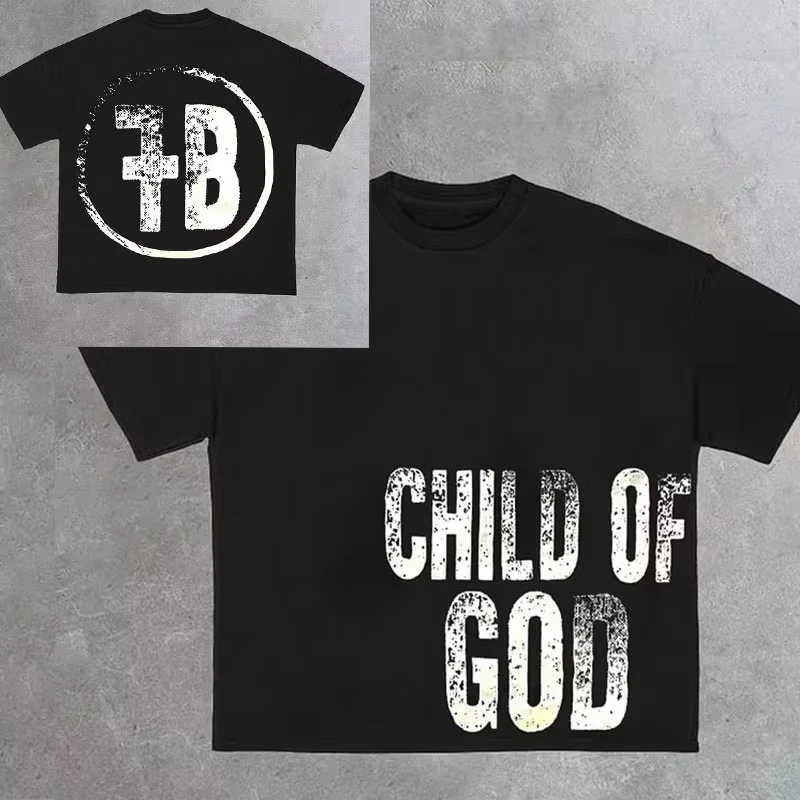 

Vintage Child of God Gothic Cotton T-Shirt Men Y2K Summer Short Sleeves Oversize Tee Streetwear Women Tops Trendy Harajuku Retro