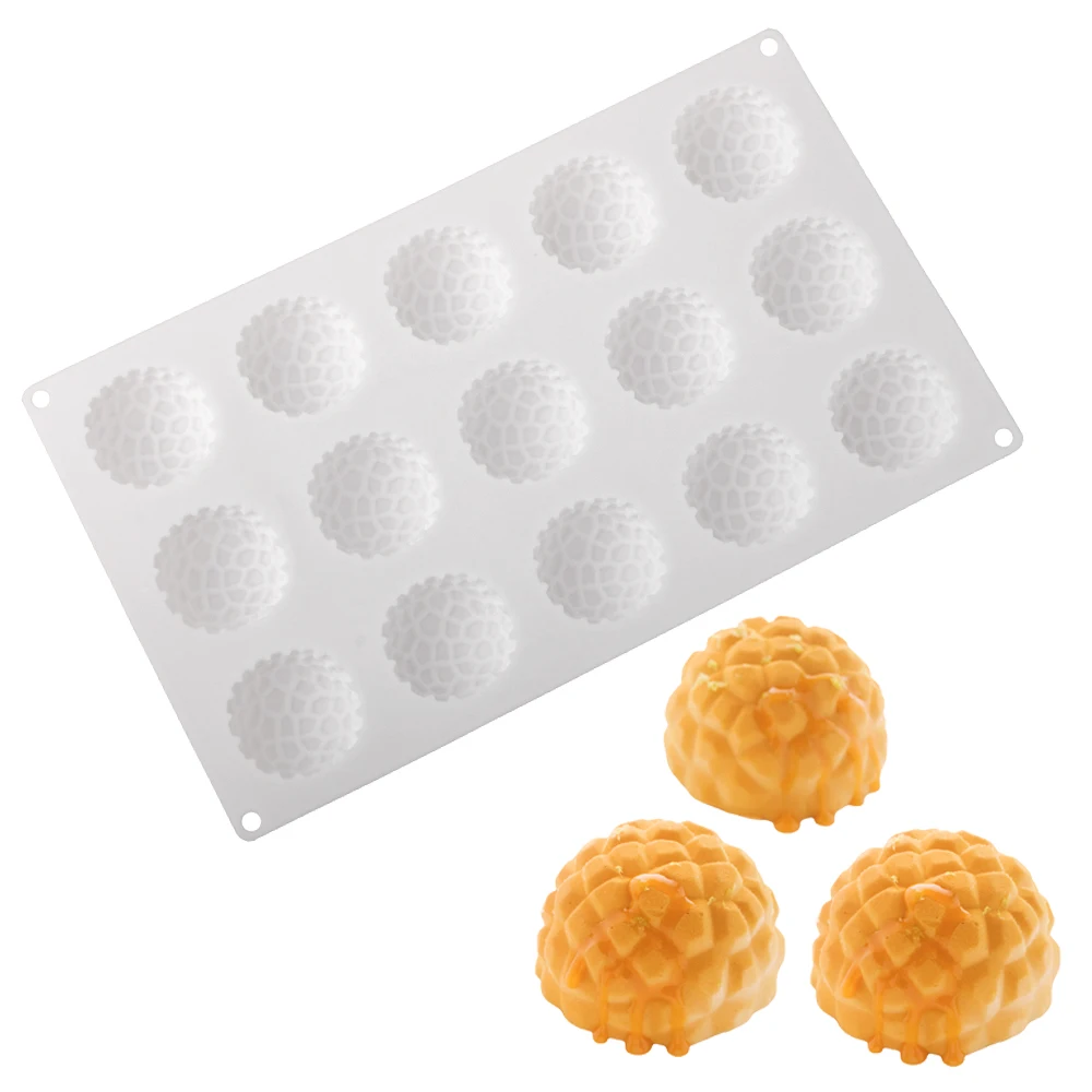 15 Cells Hemispherical Cracking Texture Design Mousse Cake Mold Silicone Cake Mould Chocolate Mold Kitchen Baking Tools