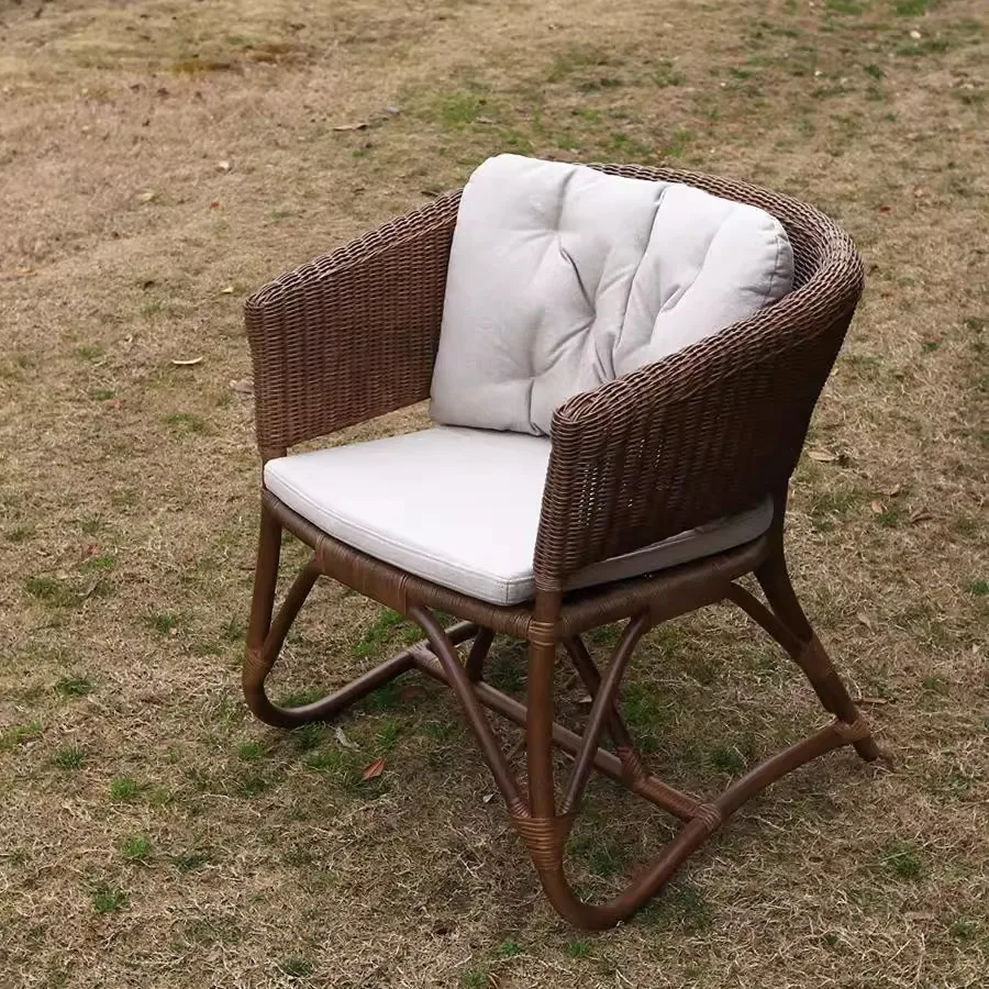 Natürlicher handgefertigter Rattanstuhl, Wabi-Sabi-Wind, Heimbalkon, Freizeit, Einzelhotel, Homestay, Rückenlehne, Rattanstuhl