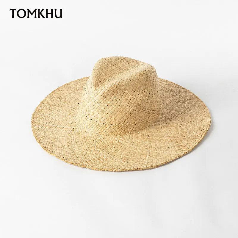 

New Raffia Straw Sun Hat For Women Fashion Vacation Wide Brim Beach UV Hats Wide Brim Handmade Panama Hats Outdoor High Quality