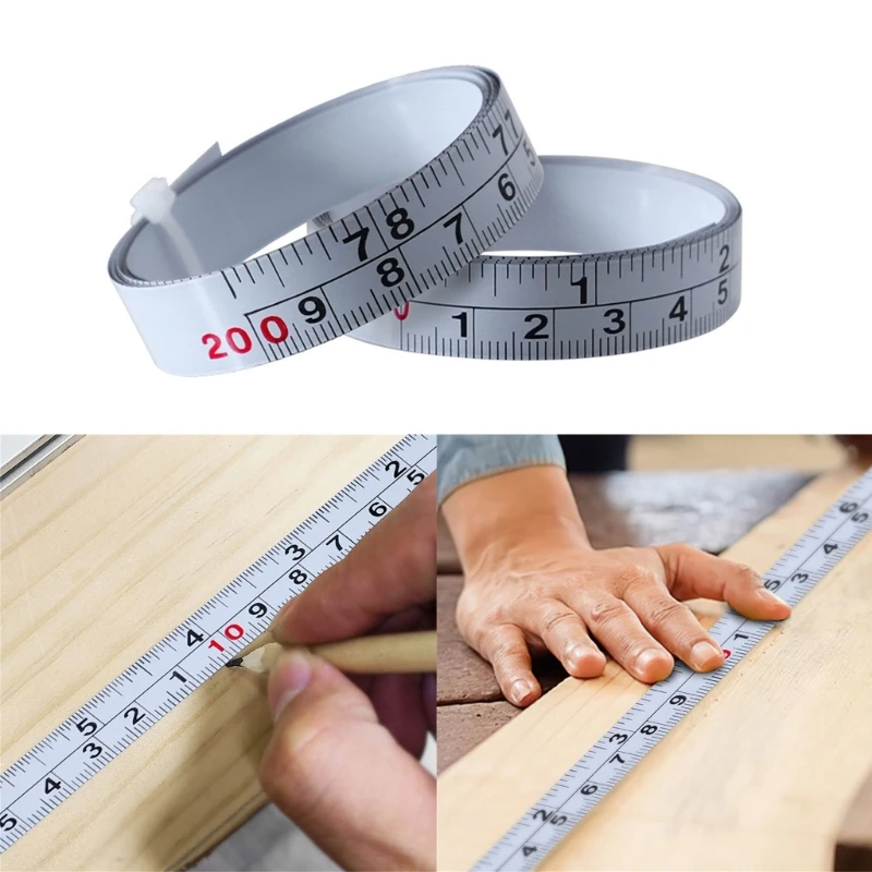 1m/2m Workbench Ruler Adhesive Tape Measure Inch & Metric Double Scale Rust-Proof Rule Self-Adhesive Measuring Tape