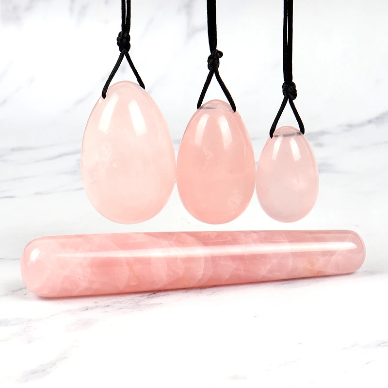 Vaginal Massage Egg 3 Pcs Set Jade Rose Quartz Massage Egg Crystal Yoni Ball Health for Kegel Exercise Care Tool