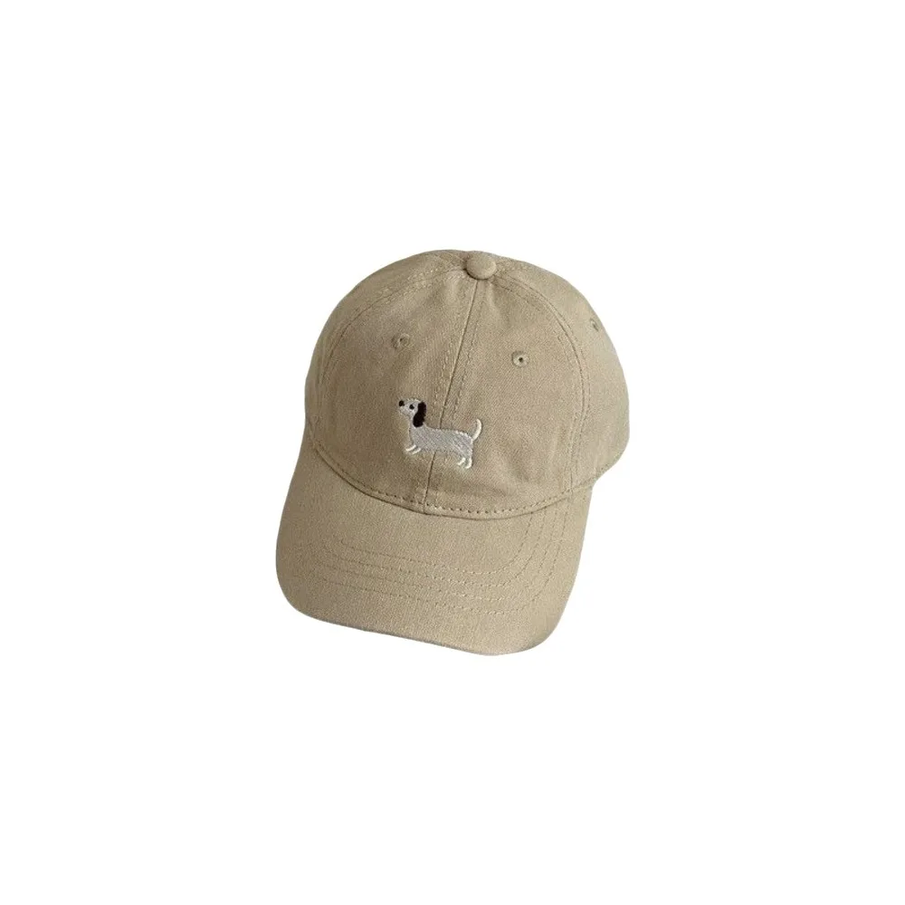 Retro Solid Color Baby Baseball Cap Cartoon Animal Embroidery Sun Hat Korean Style Sunscreen Children Peaked Cap Kids