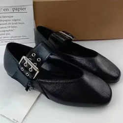 Designers Shallow Black Women Mary Jane Shoes 2025 Summer Footwear Comfortable Round Head Casual Outdoor Ladies Ballet Flats