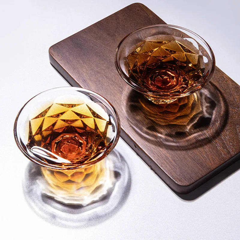 Rose petal glass tea cup, Japanese style master cup, mini te
