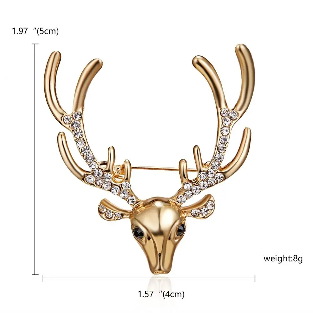 فريد الحيوان الأيائل رئيس بروش حجر الراين التلبيب دبوس عيد الميلاد شارة الملابس والاكسسوارات والمجوهرات الغزلان بروش معدني الأولاد