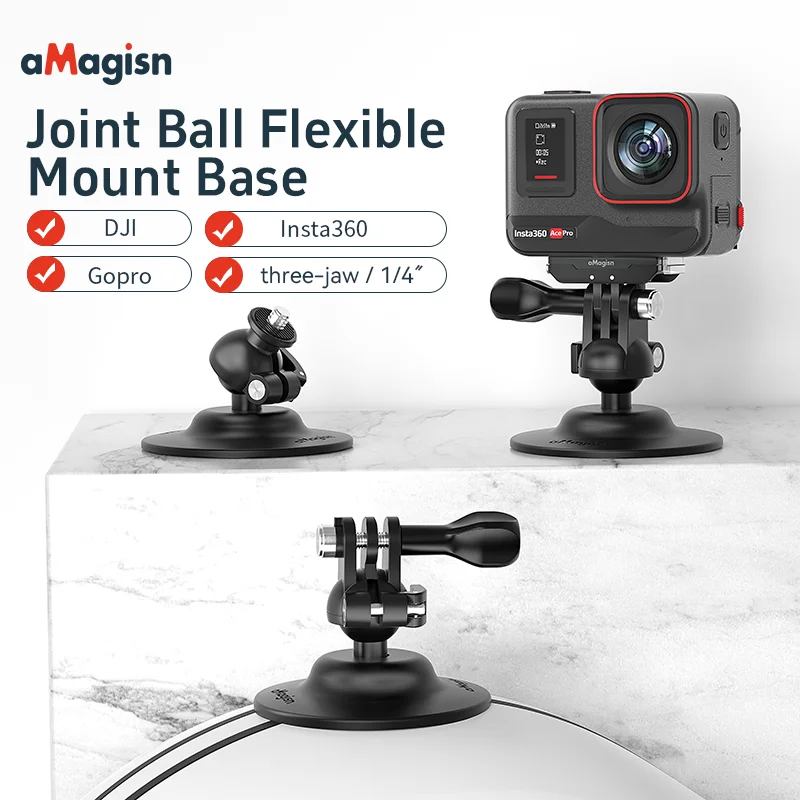 

Sports Action Camera Joint Ball Flexible Mount Base for Gopro Insta360 Conector Strong Adhesive Tape Helmet Support Bracket Kit