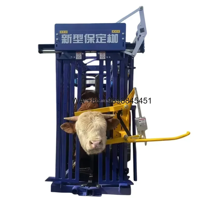 Wmwmnu New Heavy Duty Carbon Steel Motor Cattle Restraint System Portable Handling Chute for Hoof Trimming