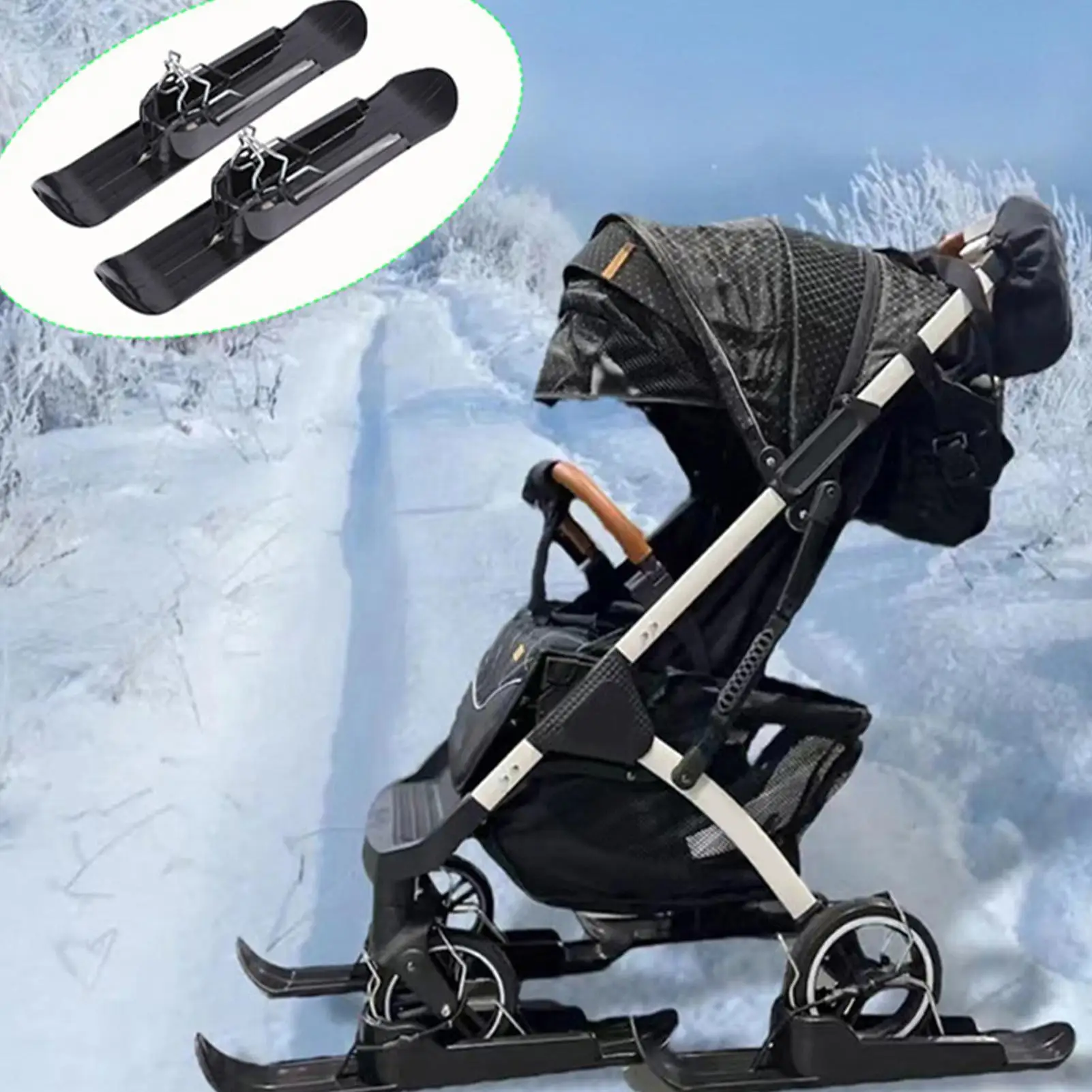 مرفق زلاجات عربة الأطفال العالمي لجميع التضاريس للثلج الشتوي والرمل، سهل التركيب للأطفال والرياضات المضحكة في الهواء الطلق