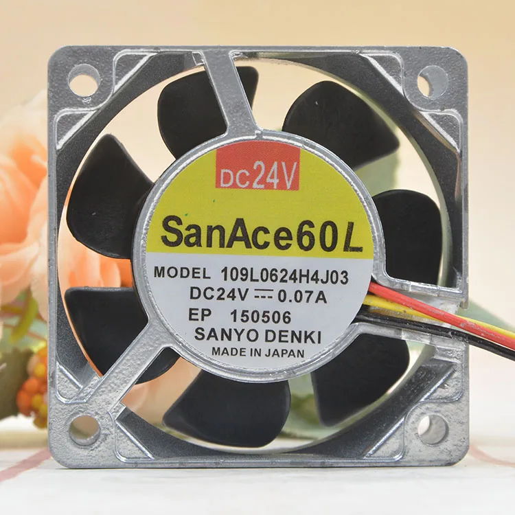 SANYO DENKI 109L0624H4J03 DC 24V 0.07A 60x60x25mm 3-Wire Server Cooling Fan