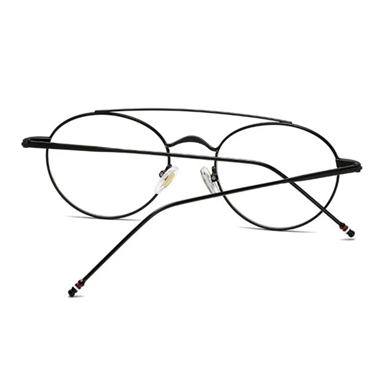 New Fashion Women Retro literary Round Alloy Double Bridge Anti Blue Myopia Glasses Men Nearsighted Prescription Spectacles 0~-6