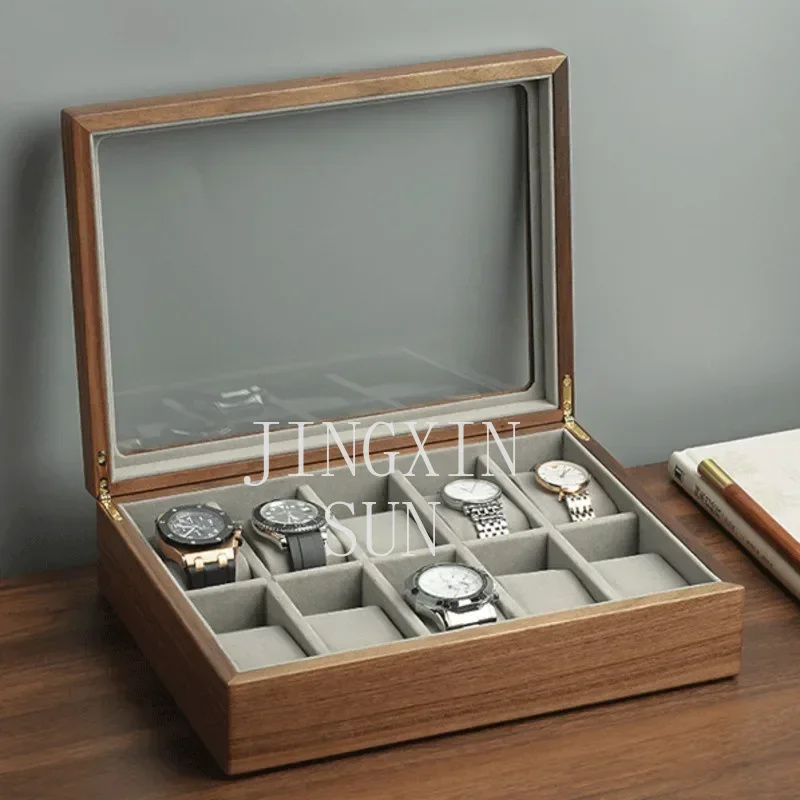Solid Wood Watches Storage Box Black Walnut Wrist Watch Jewelry Bracelet Collection Box High-end Gift for Boys