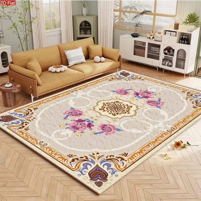 Carpet Flooring European Classic Floral Medallion Ornate Border Pattern Household Indoor Floor Rug