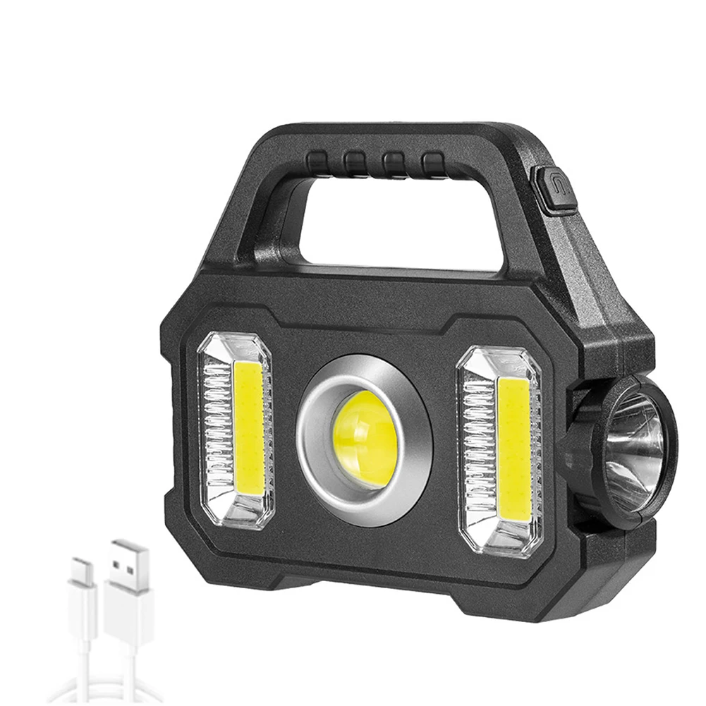 

LED Portable Lamp USB Charging Solar Work Spotlight Lamp Multifunctional Power Display With Side Light for Mountaineering Hiking