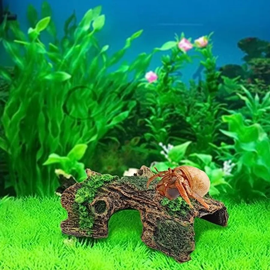 الناسك كراب تسلق لعبة حوض السمك بيتا الأسماك مخبأ الكهوف الراتنج جوفاء شجرة جذع Orment خزان أو حوض السمك الزينة تسلق