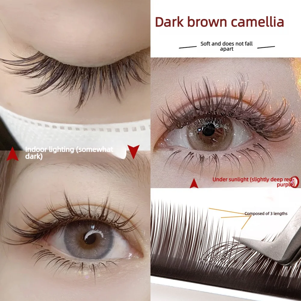 Black Tea-colored Camellia Eyelashes Ultra-soft Flattering Non-falling Comic Design O Curl LC LD LU Complete Range of Curls