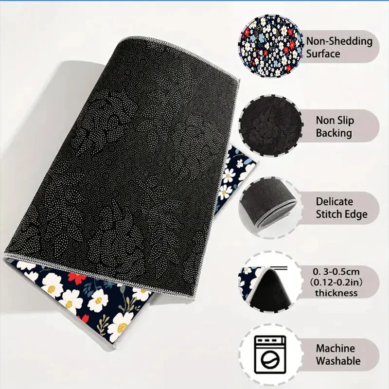 1pc Car Trunk Mat, 75x100 Size, Vibrant Floral Pattern (Daisies, Poppies, Blue Flowers), Durable Material, For Car Interior Deco