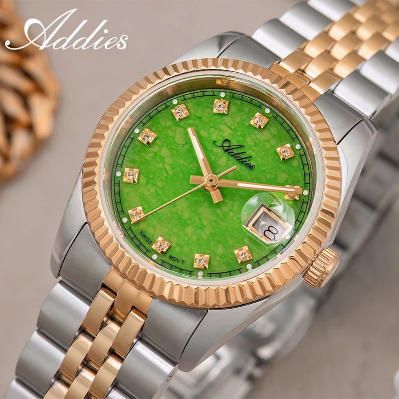 ADDIES Luxury Woman Watch 5Bar Waterproof BGW9 Luminous Sapphire Glass Ladies Watches Date Display Stainless Steel Quartz Watch