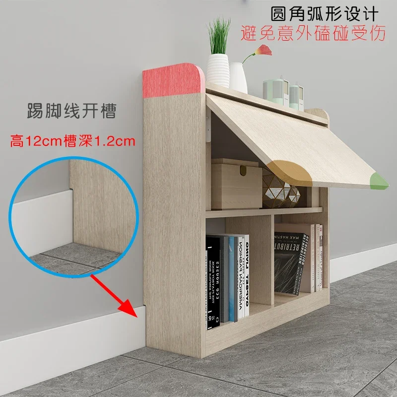 Folding book floor-to-ceiling wall-mounted bookshelf desk writing wall-mounted home study table stool integrated computer