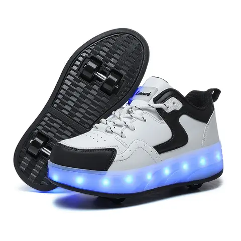 Kid Led Sneakers USB Charging Luminous Shoes Outdoor Sport Roller Skates Children Four Wheels Boys Girls Casual Shoes Glowing
