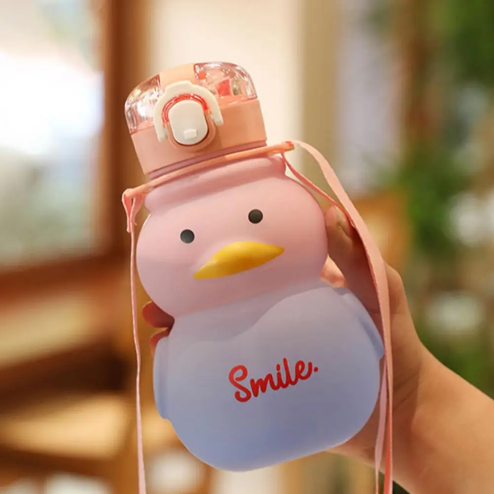 Duck Water Bottle Adorable Quickly Open Drinking Bottle Duck Shape Big Belly Water Cup Button Duck Water Bottle for Trip