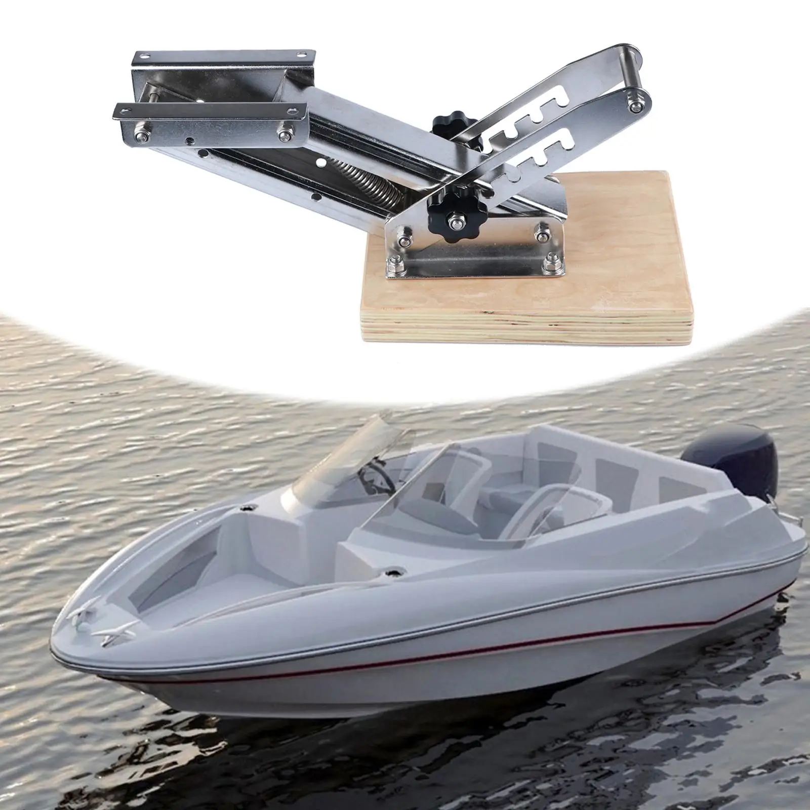 

2 Strokes Outboard Motor Bracket Stainless Steel Bracket Wooden Base Accessories for Powerboats 20HP