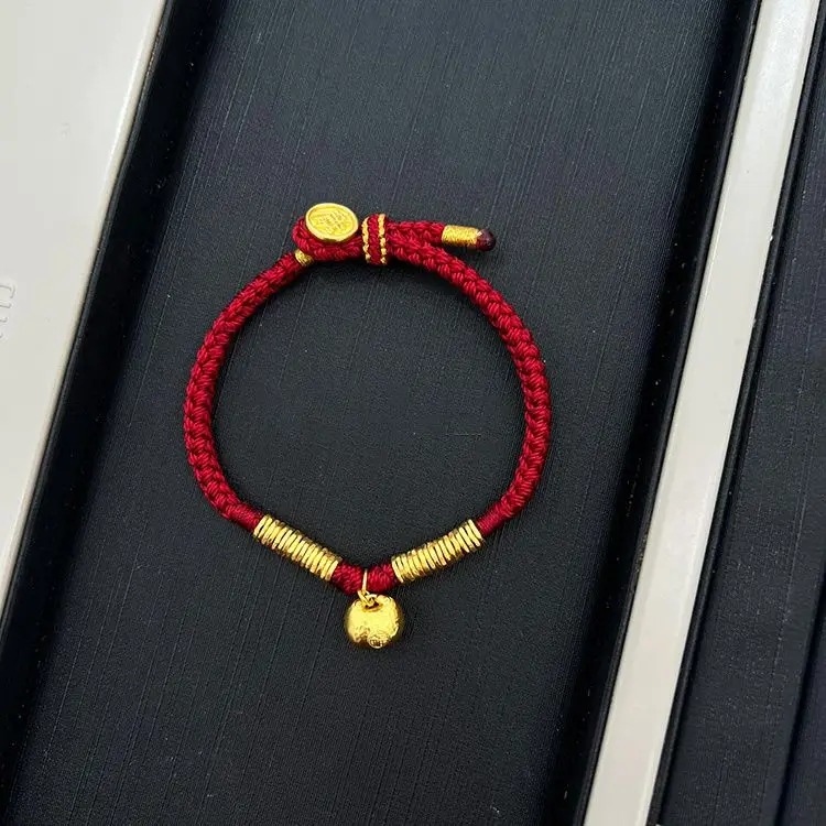 2025 Year of the Snake Ancient Golden Temperament Coiled Little Pangfu Bracelet Birthday Year Red Rope Festival Gift