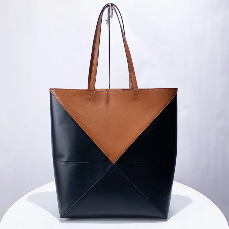 

Large Capacity Tote Bag For Women Luxury Designer Handbag Purse 2024 New In Fashion Deformed Geometry Folding Underarm Shoulder