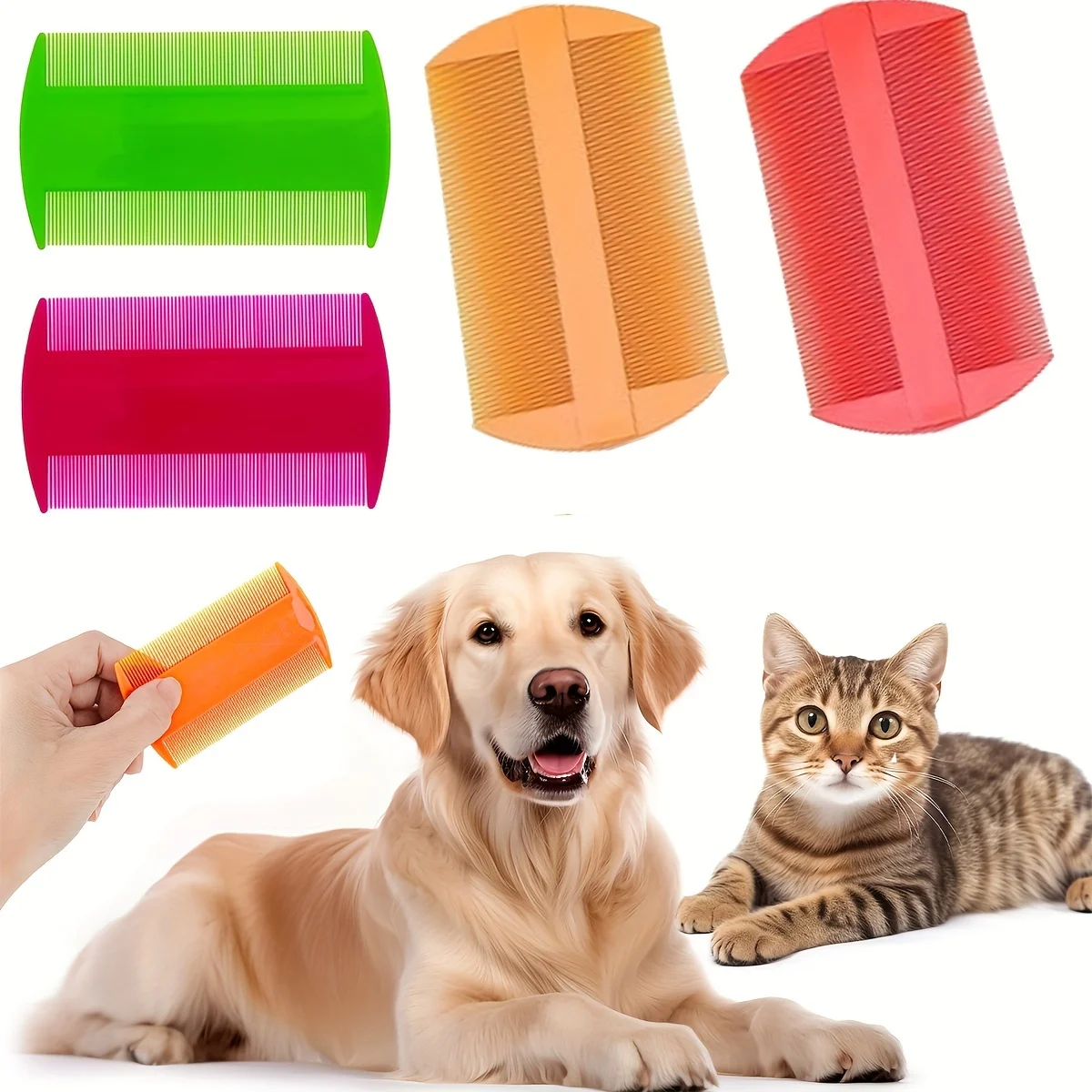 Pet Flea Combs, Dog Cat Combs, Hair Removal Massaging Shell Combs, Pet Combs for Removal Dandruff, Hair Stain(Random Colour)